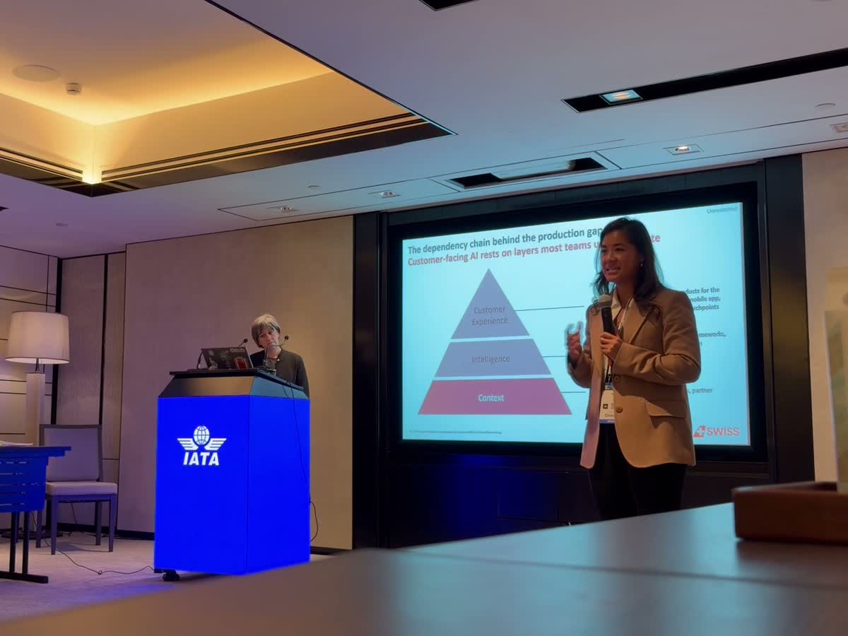 Shirley He presenting a slide on the dependency chain behind the production gap
